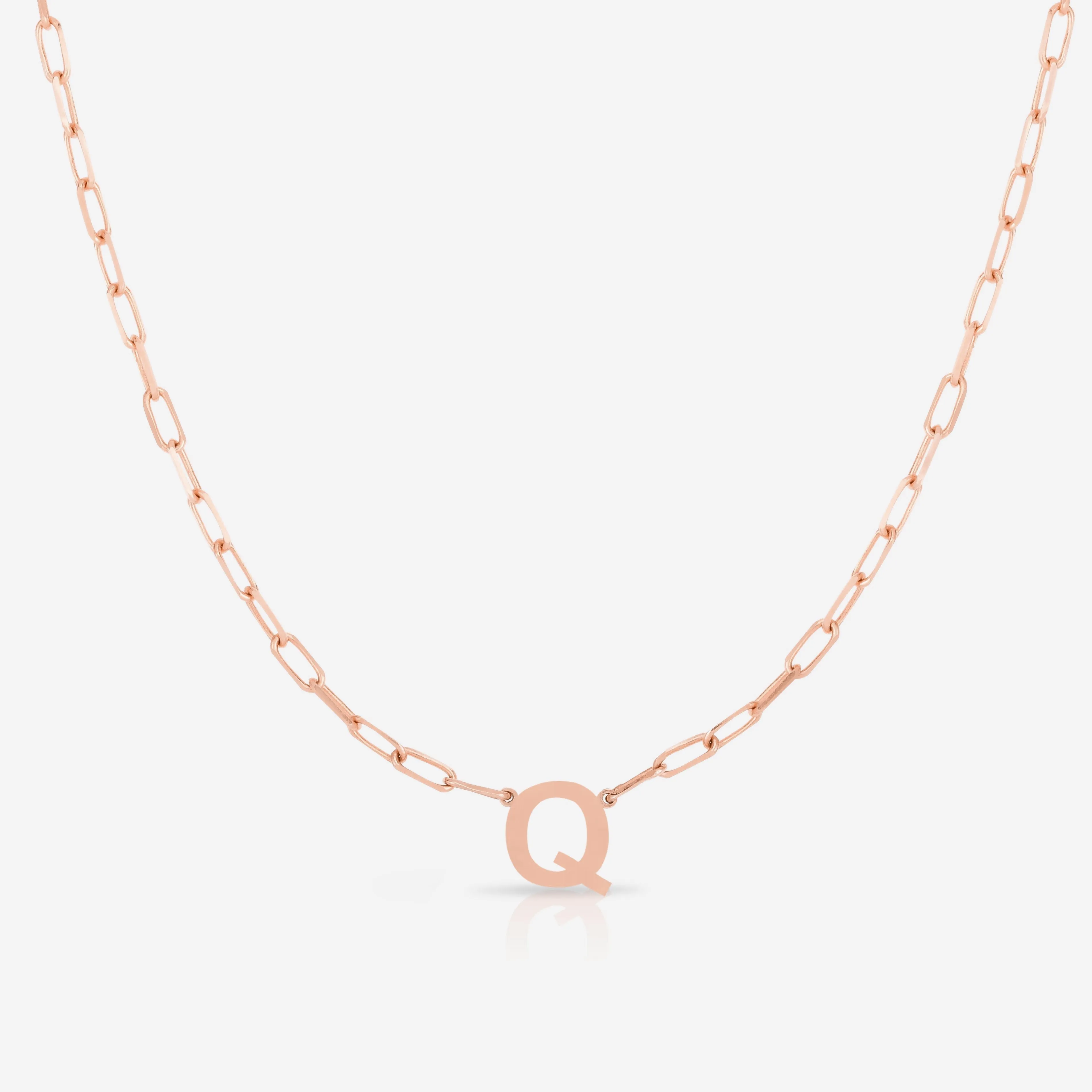 Block Initial   Link Chain Necklace