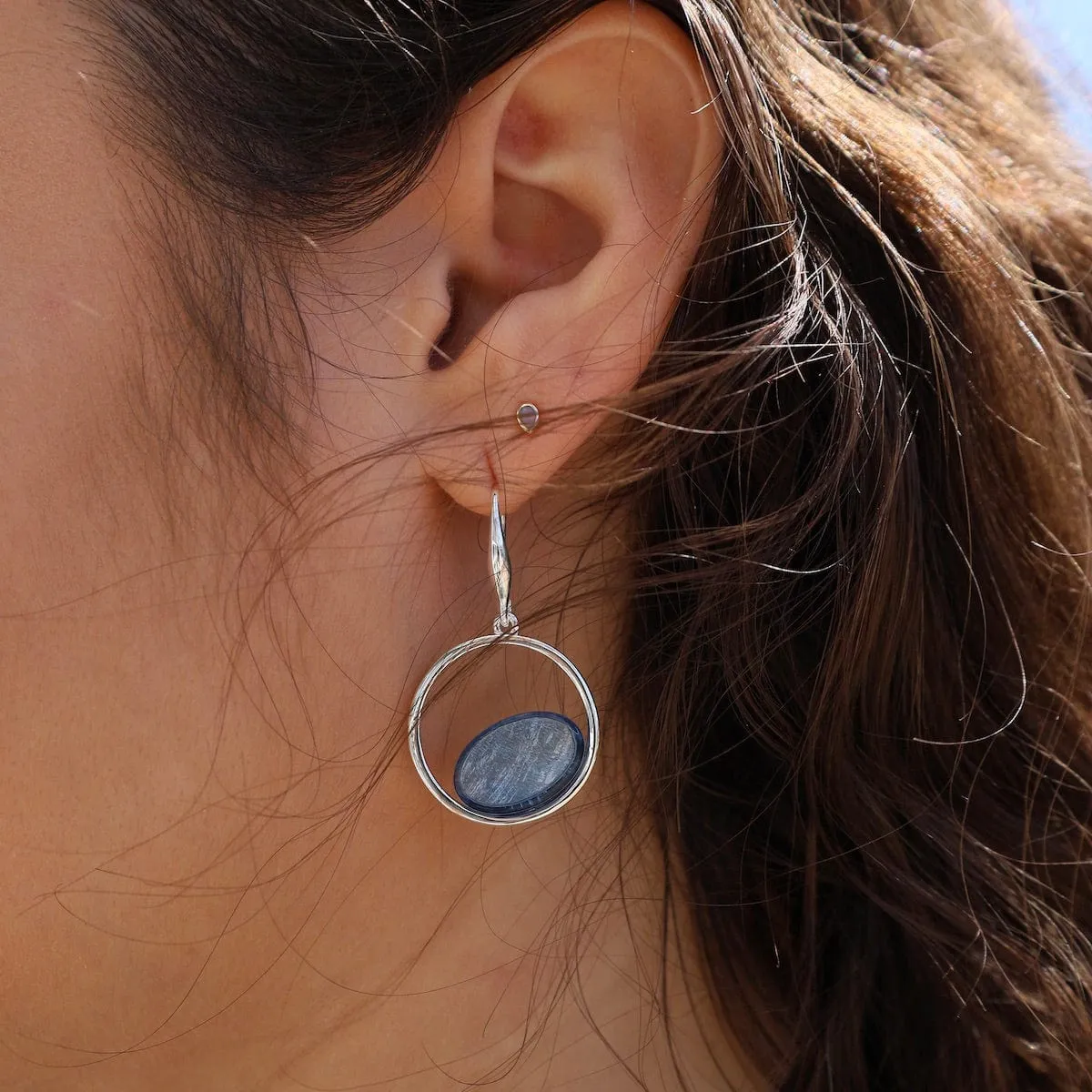 Blue Shiny Pen Earrings