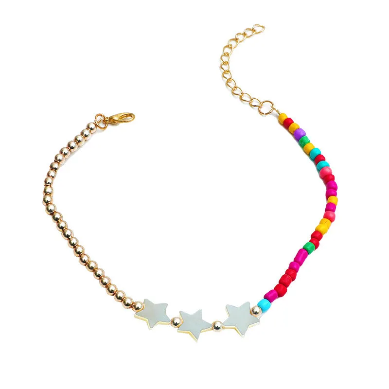 Bohemian Rice Beads Star Anklet