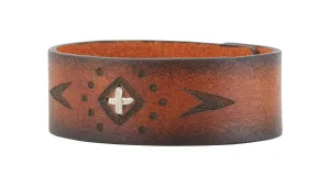 Brown Leather Boho Stitched Cuff