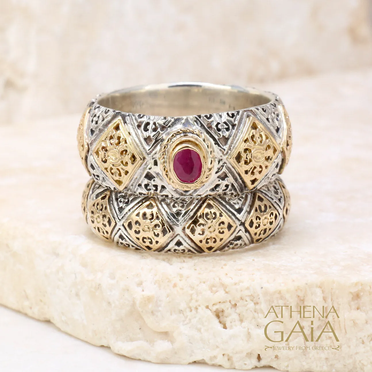 Byzantine Checker Thin Band Ring