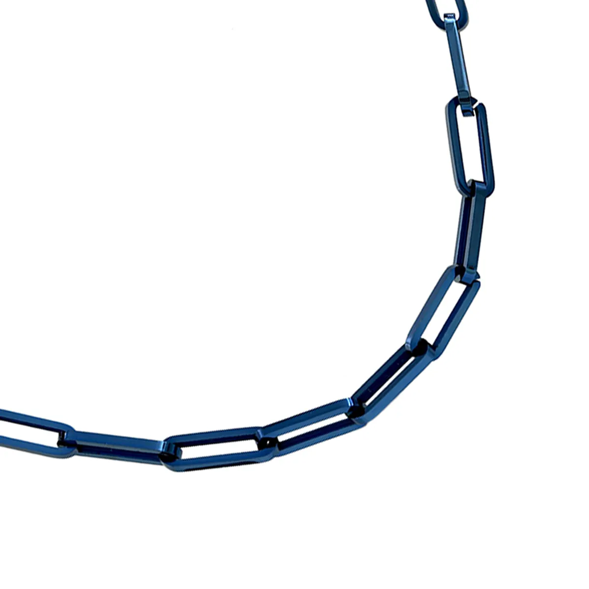 C860BL B.Tiff "Jemma" Paperclip Flat Long Adjustable Link Blue Necklace