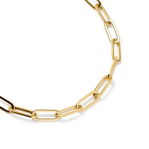 C860G B.Tiff "Jemma" Paperclip Flat Long Adjustable Link Gold Plated Necklace