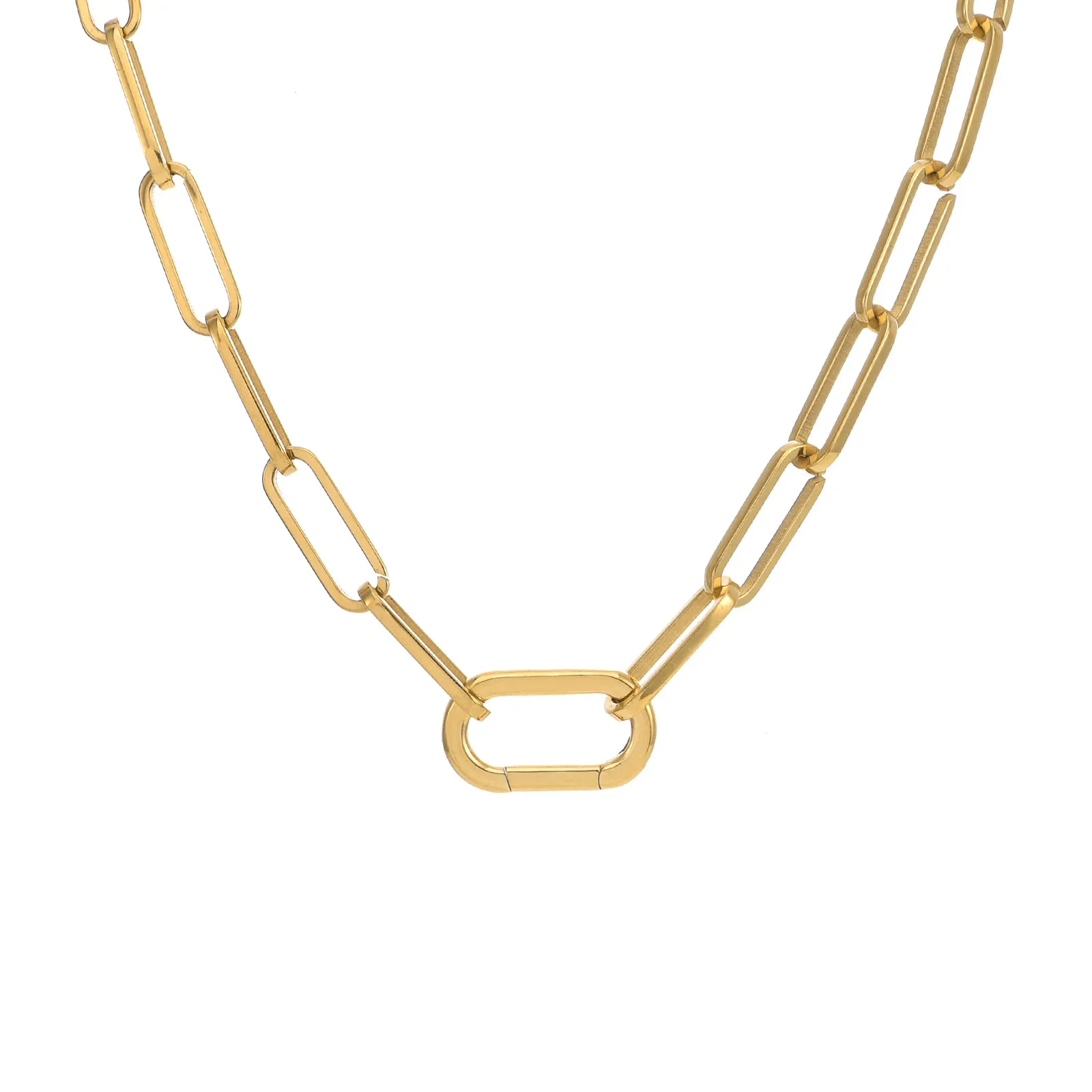 C860G B.Tiff "Jemma" Paperclip Flat Long Adjustable Link Gold Plated Necklace