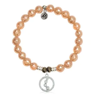 Champagne Agate Stone Bracelet with One Step At A Time Sterling Silver Charm