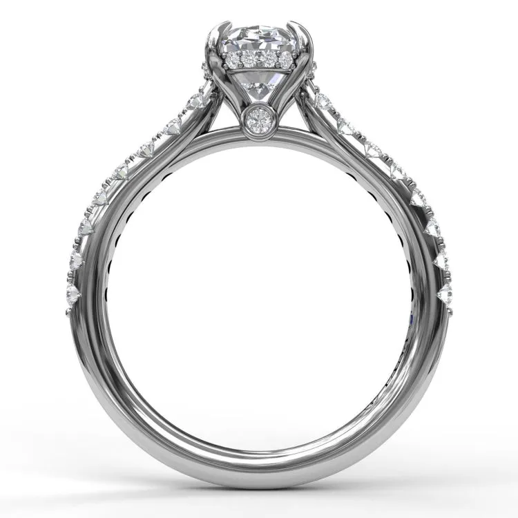 Classic Oval Cut Engagement Ring with a Subtle Diamond Splash