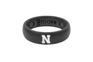 College Nebraska Black Thin Ring