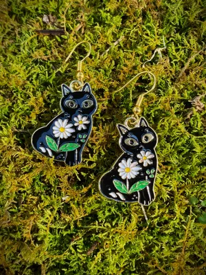 Daisy Cat Enamel Dangles