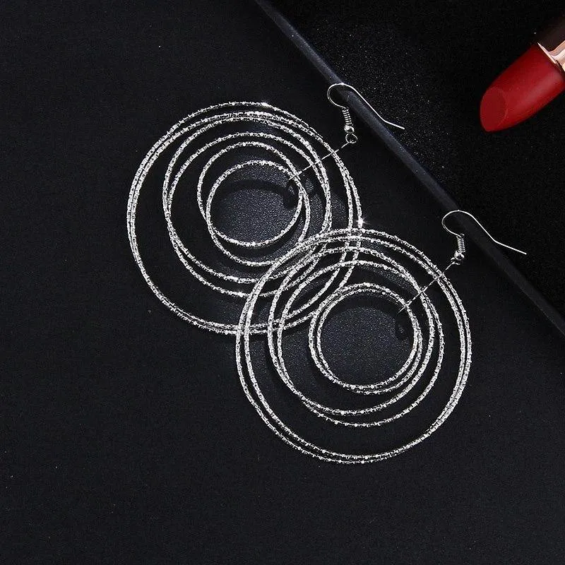 Dangling Circles Earrings in Gold or Silver for Women