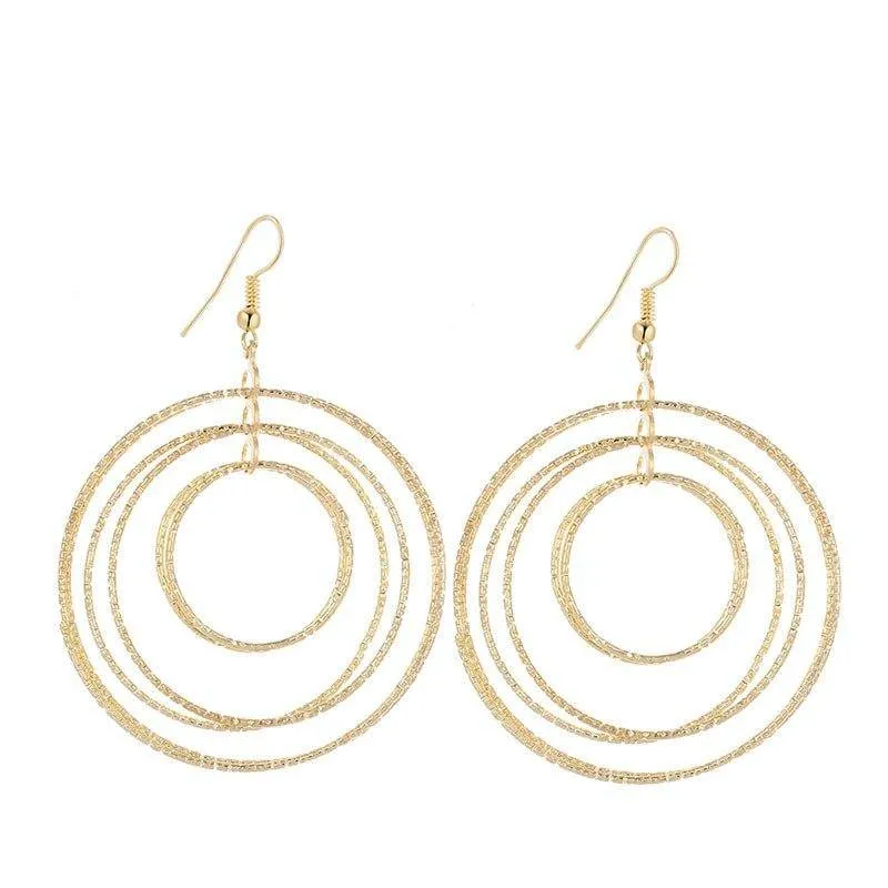 Dangling Circles Earrings in Gold or Silver for Women