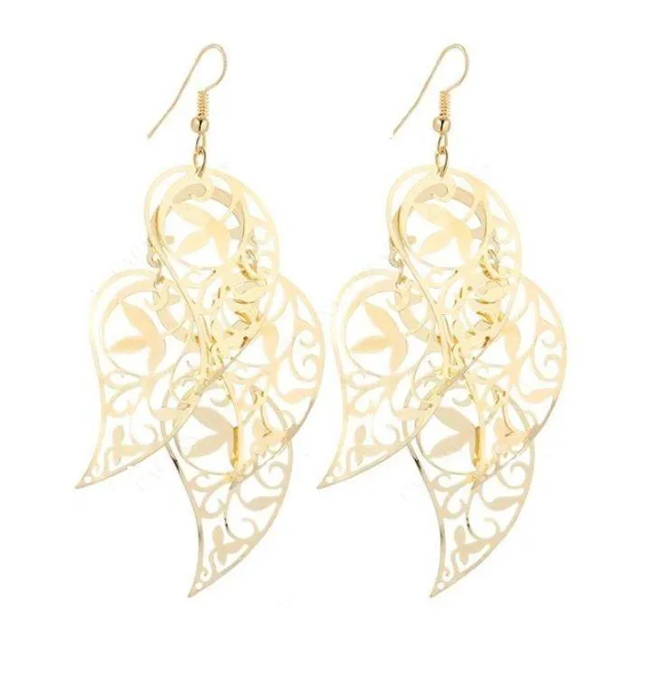 Dangling Tropical Leaves Earrings in Gold or Silver