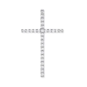 Diamond Cross Pendant Necklace 0.35ct H-SI in 18K White Gold