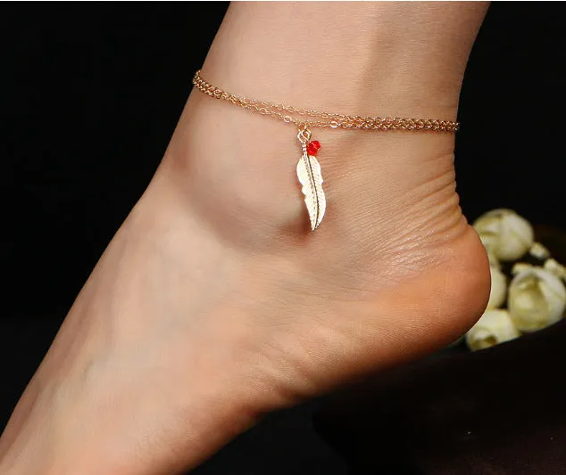 Double layer ladies feather anklet