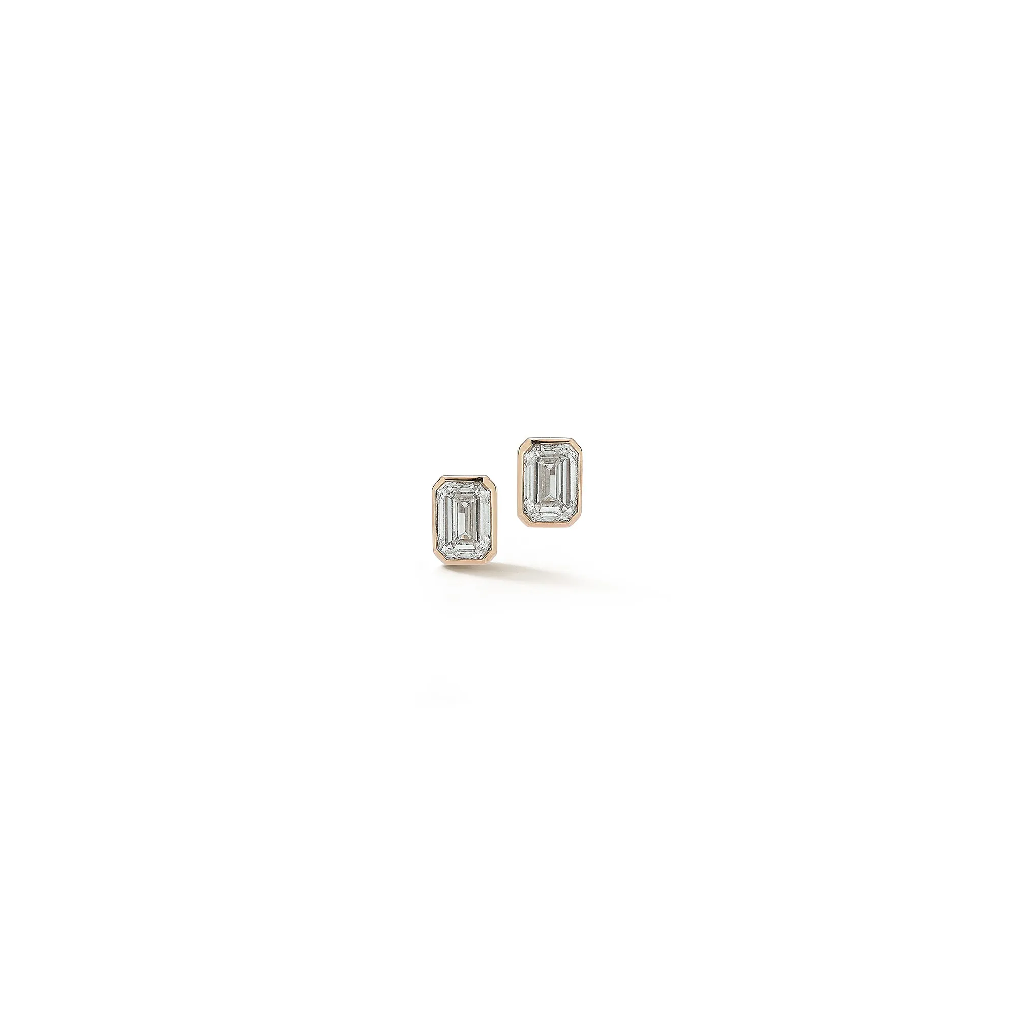 DRD Emerald Cut Bezel Set Diamond Studs 1.00 Ct. Total Weight