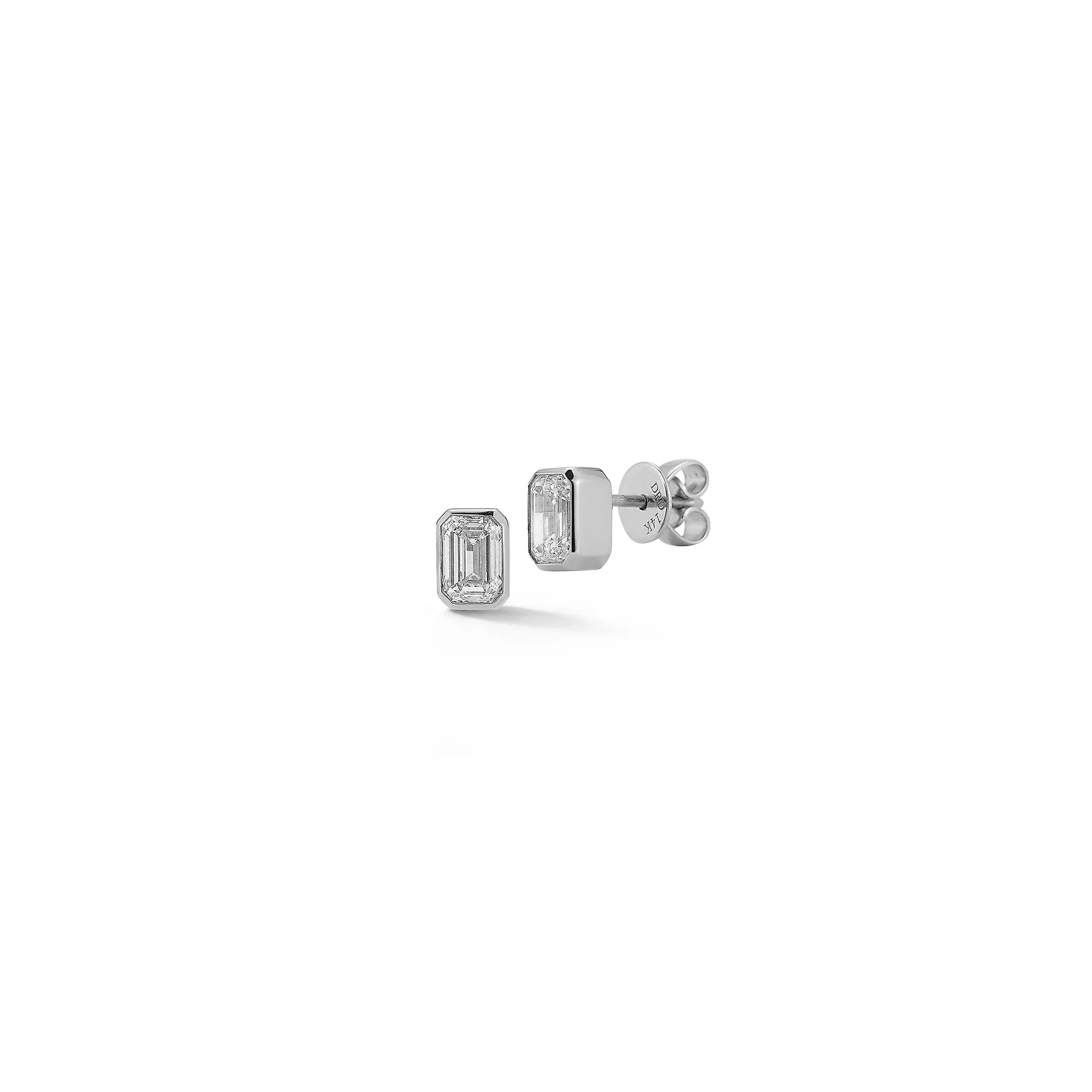 DRD Emerald Cut Bezel Set Diamond Studs 1.00 Ct. Total Weight