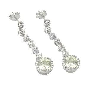 Elegant Cubic Zirconia Gemstone Silver Earrings - Shop Now