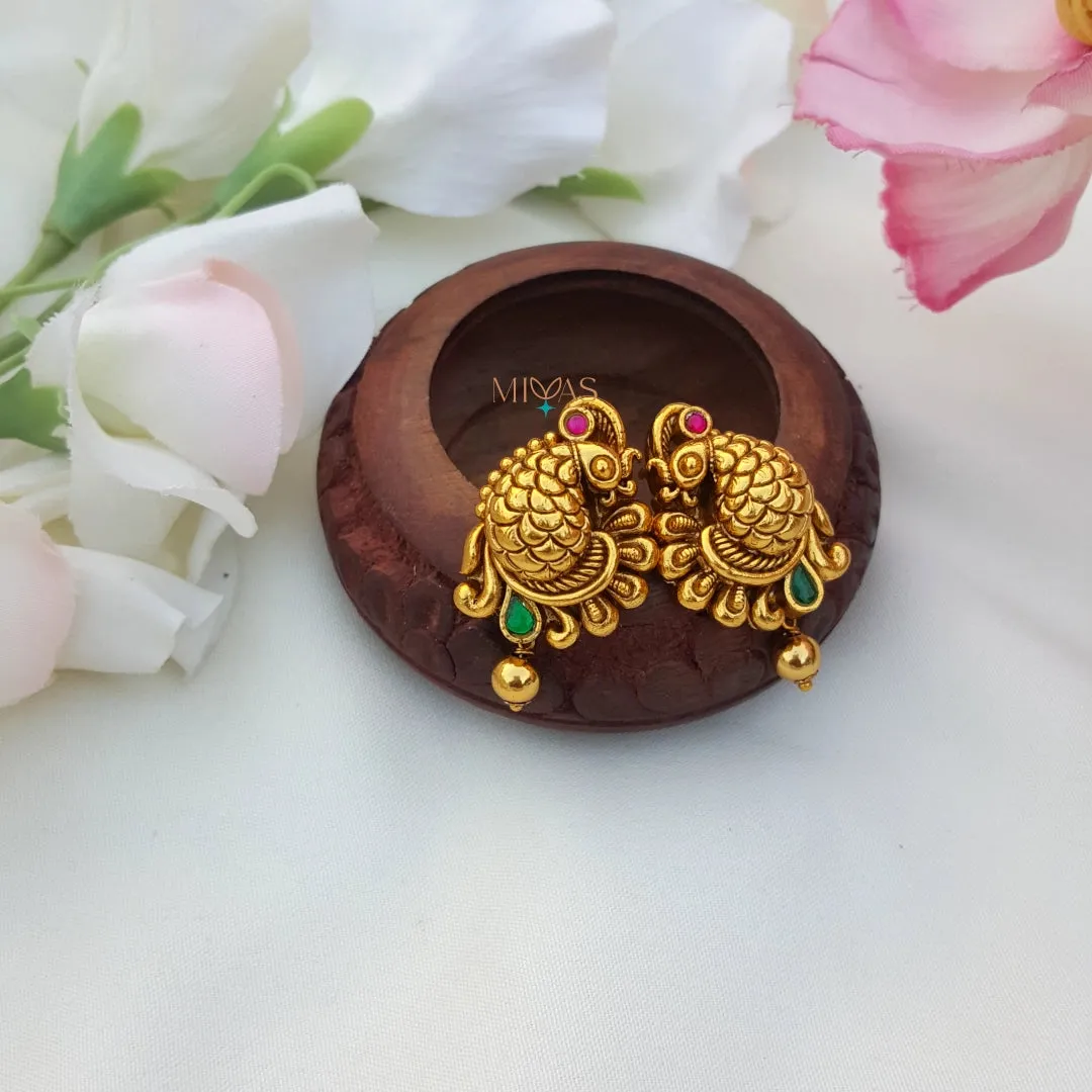 Elegant Look Peacock Motifs Stud