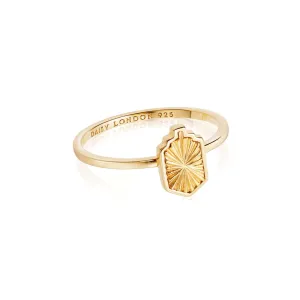 Estée Lalonde Mini Sunburst Shield Ring 18ct Gold Plate