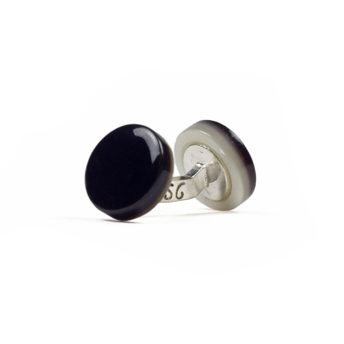 Eveningwear "Special Ceremony" cufflinks, mother-of-pearl finished with black epoxy