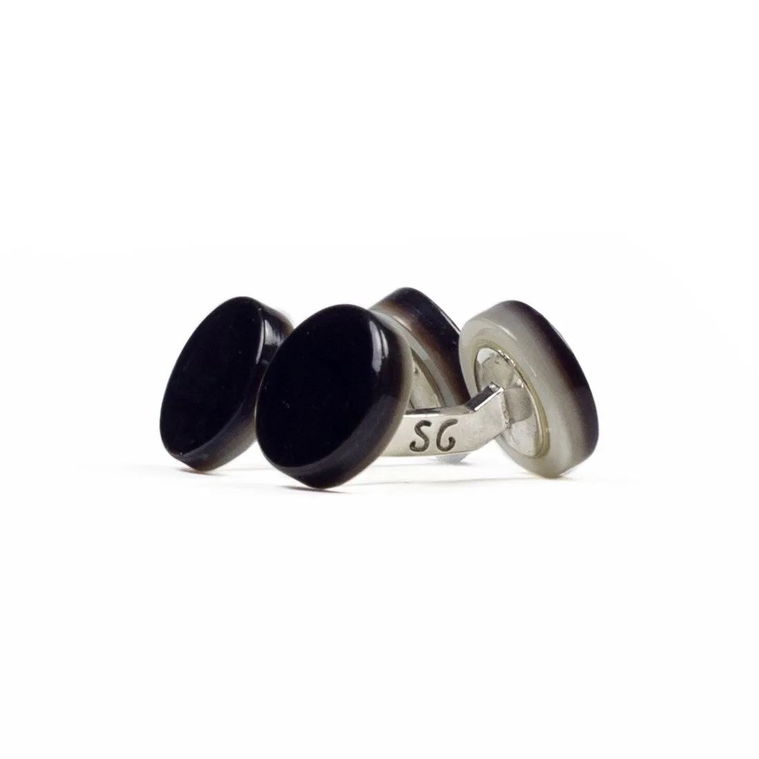 Eveningwear "Special Ceremony" cufflinks, mother-of-pearl finished with black epoxy