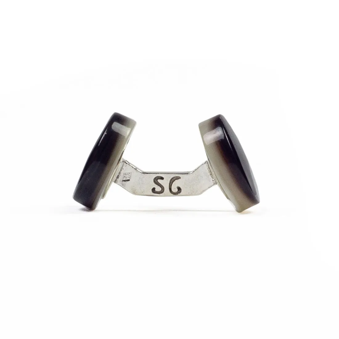 Eveningwear "Special Ceremony" cufflinks, mother-of-pearl finished with black epoxy