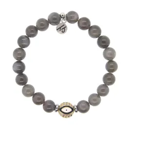 Evil Eye Bead with Black Moonstone Gemstones Bracelet