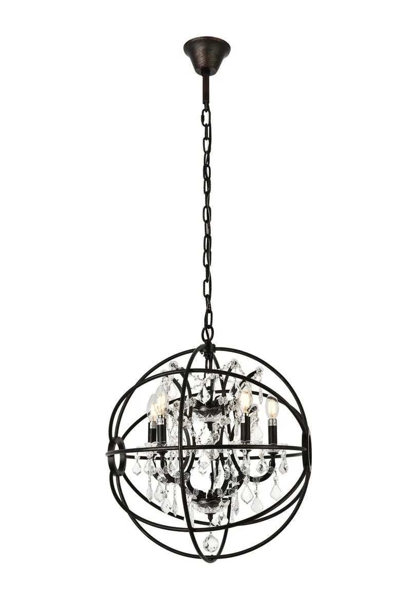 Five Light Pendant from the Geneva Collection in Dark Bronze Finish by Elegant Lighting