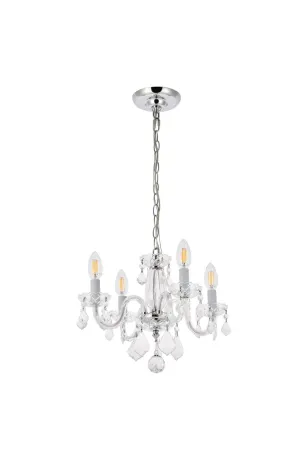 Four Light Pendant from the Rococo Collection in Chrome Finish by Elegant Lighting