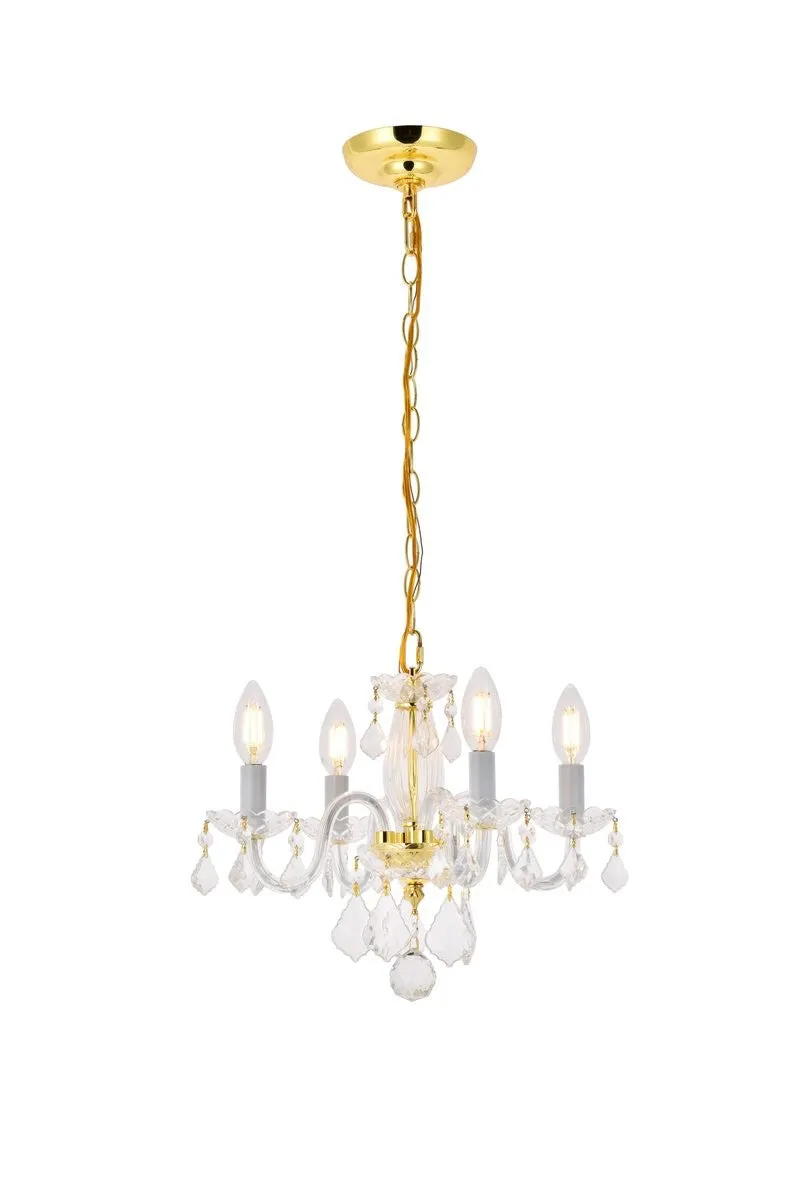 Four Light Pendant from the Rococo Collection in Gold Finish by Elegant Lighting