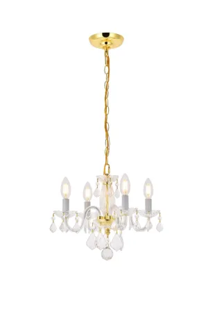 Four Light Pendant from the Rococo Collection in Gold Finish by Elegant Lighting