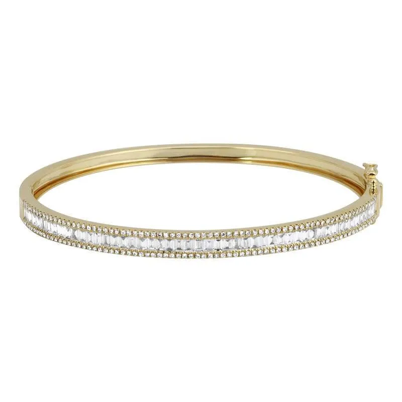 Framed Diamond Baguette Bangle