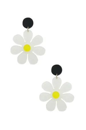 Glitter Daisy Drop Earrings