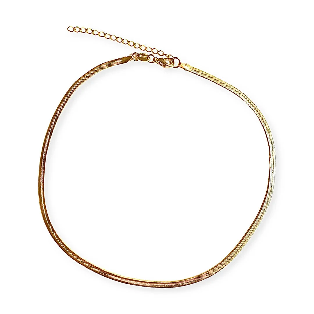 Gold Filled Thin Herringbone 12” Choker Necklace