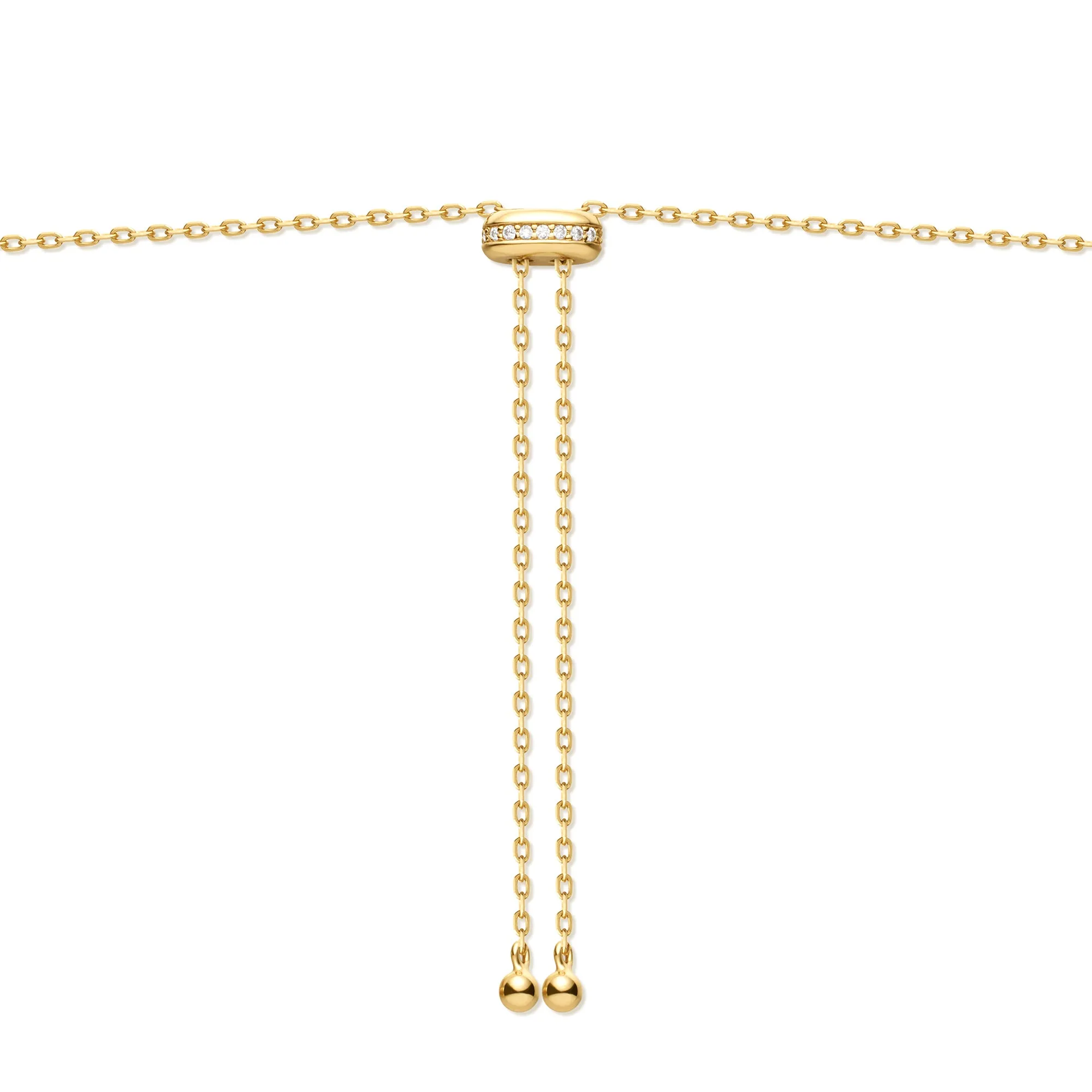 Gold Freshwater Pearl and White Cubic Zirconia Bezel Set Slider Necklace