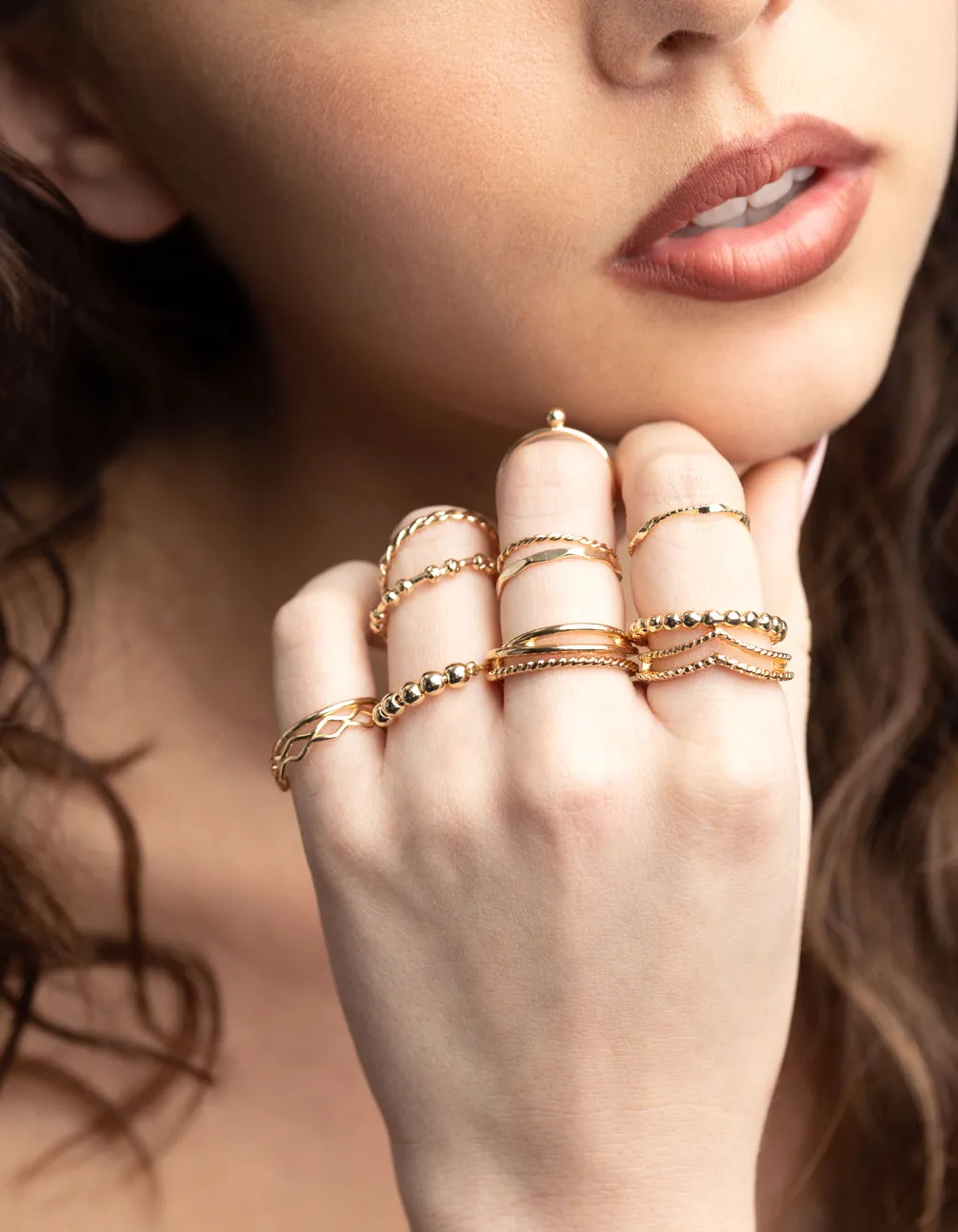 Gold Mixed Ball Ring Stack Pack