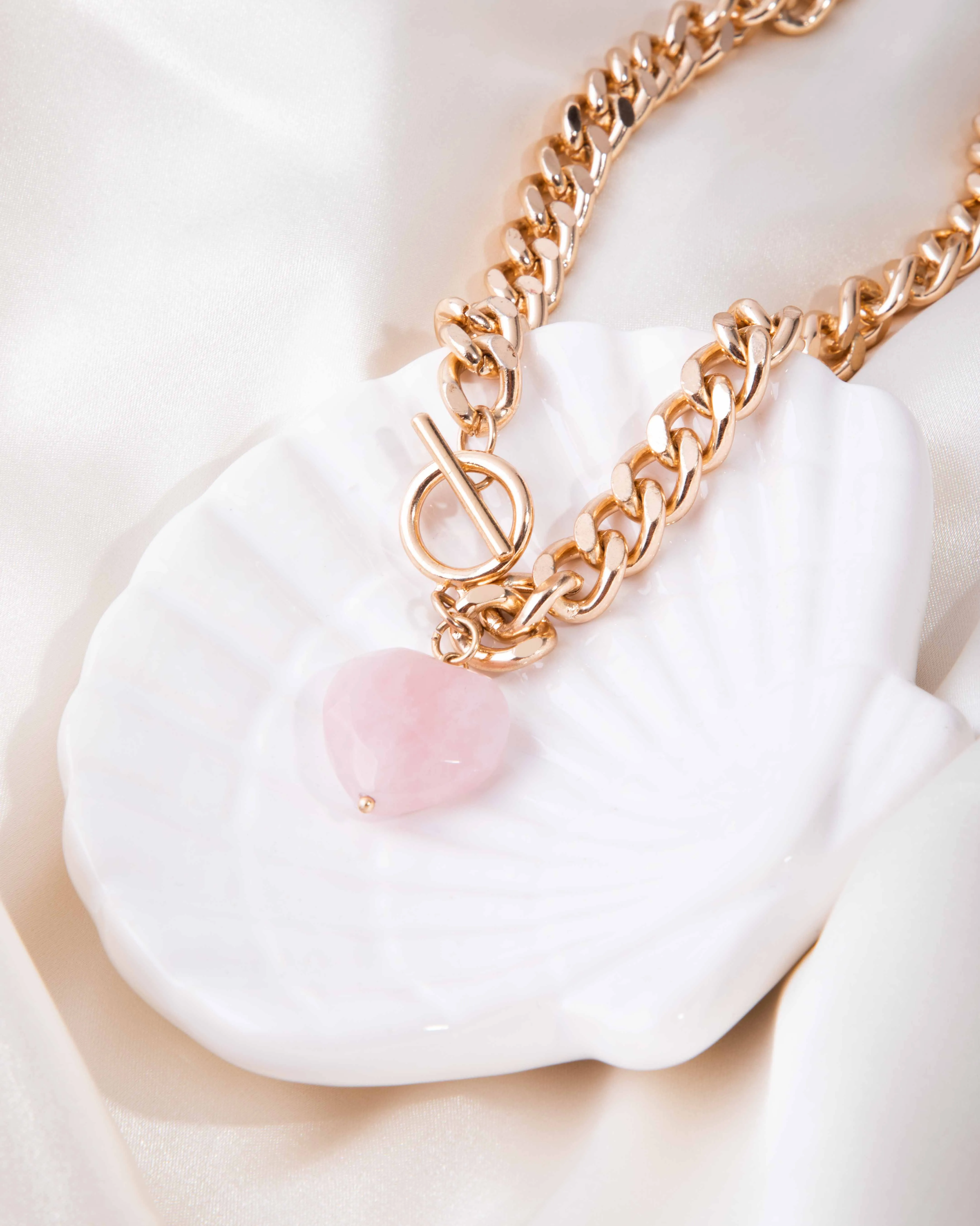 Gold Semi Precious Heart T&O Necklace