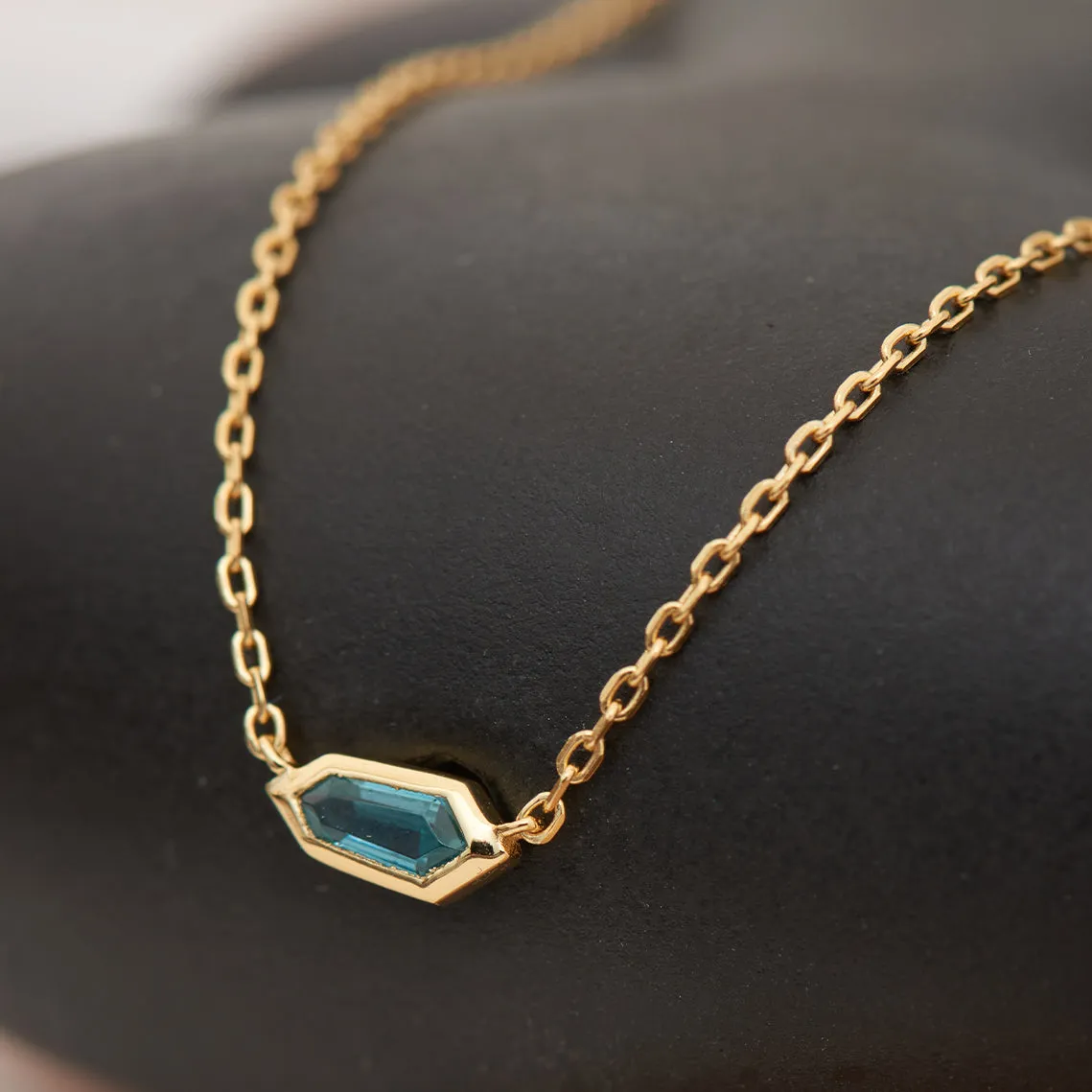 Gold Teal Sparkle Emblem Chain Necklace