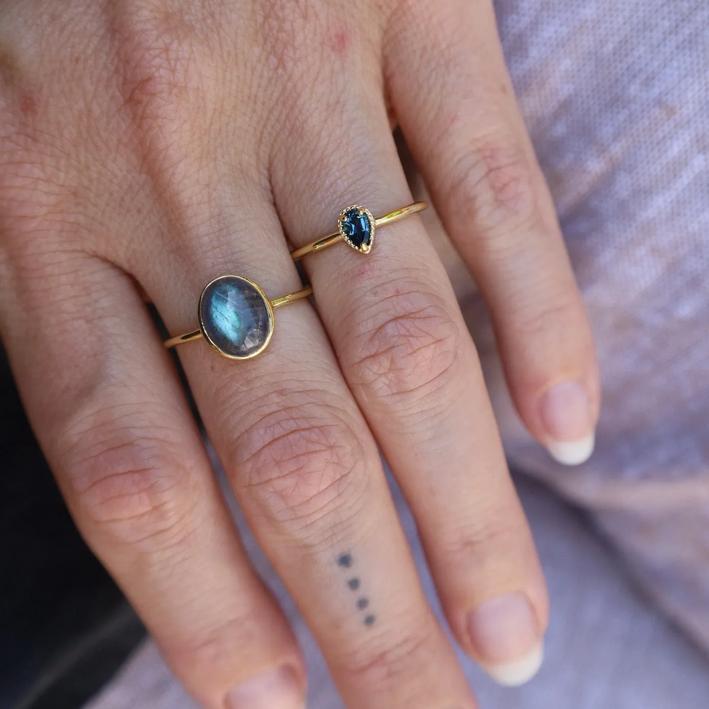 Gold Vermeil Bezel Set Labradorite Cabochon Ring