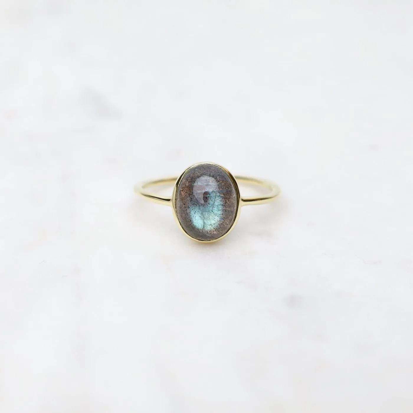 Gold Vermeil Bezel Set Labradorite Cabochon Ring