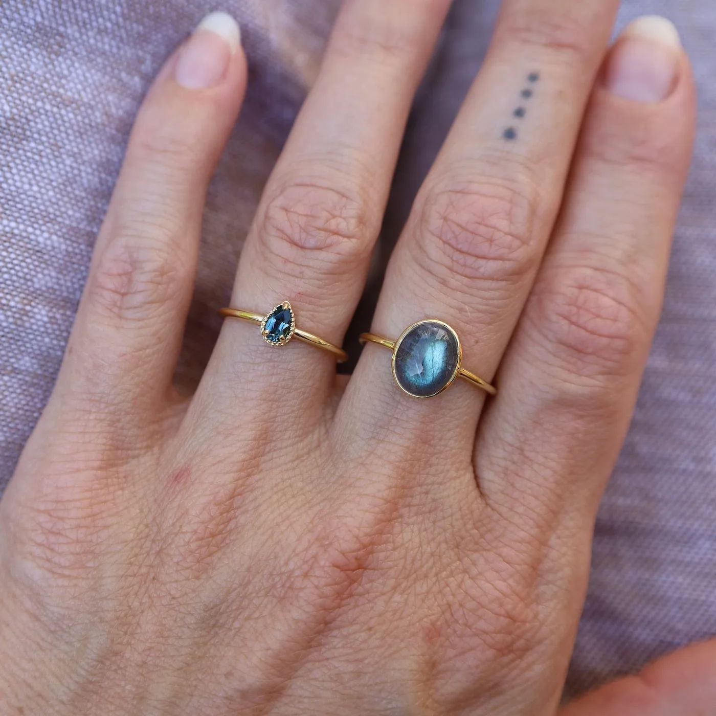 Gold Vermeil Bezel Set Labradorite Cabochon Ring