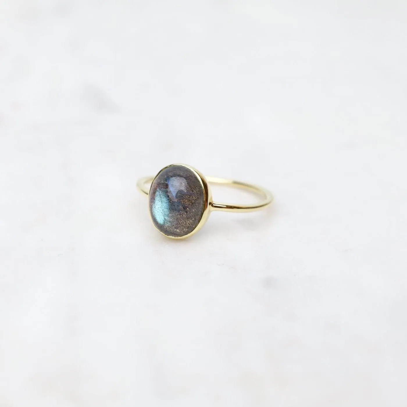 Gold Vermeil Bezel Set Labradorite Cabochon Ring