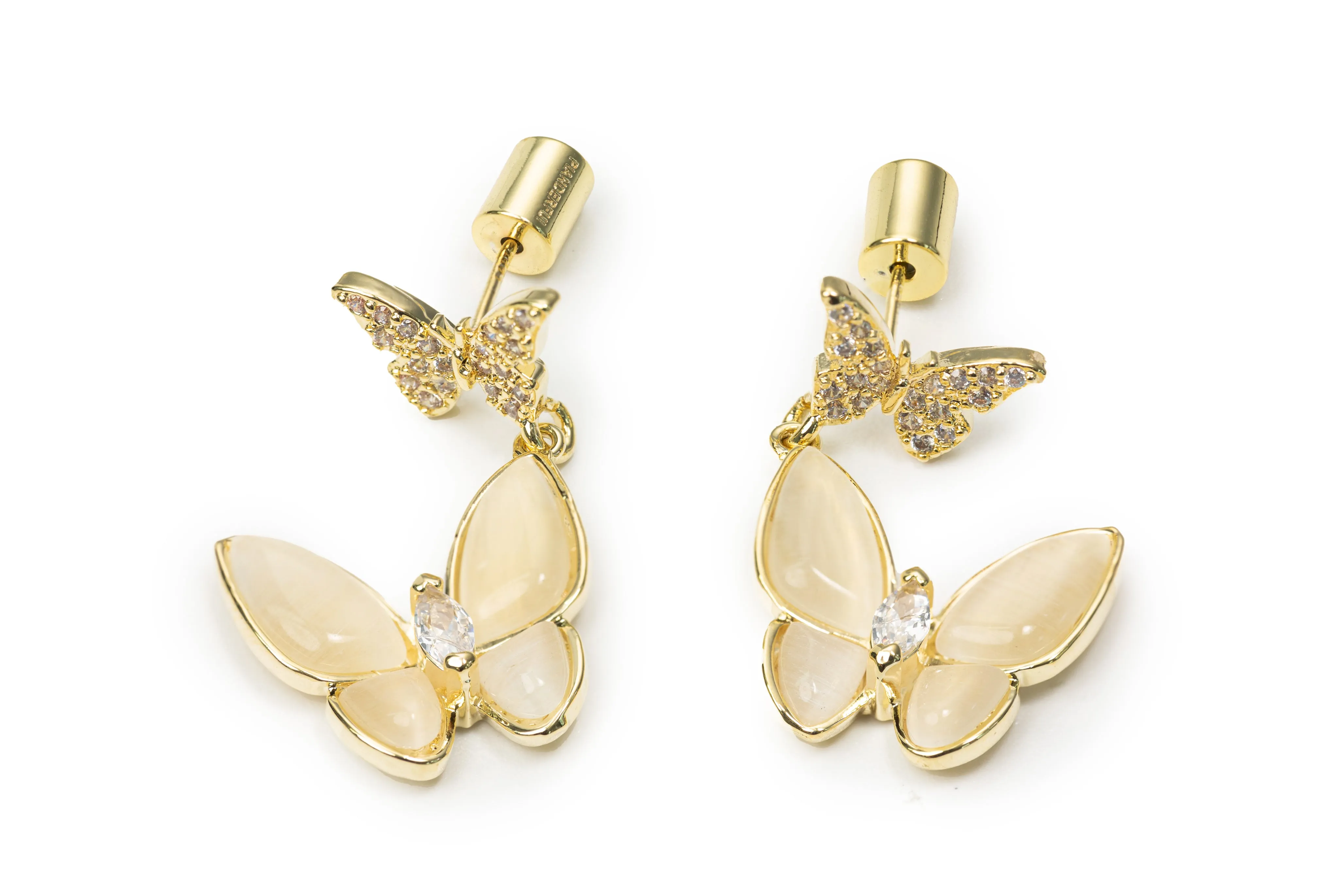 Golden Little Butterfly Drop Earrings