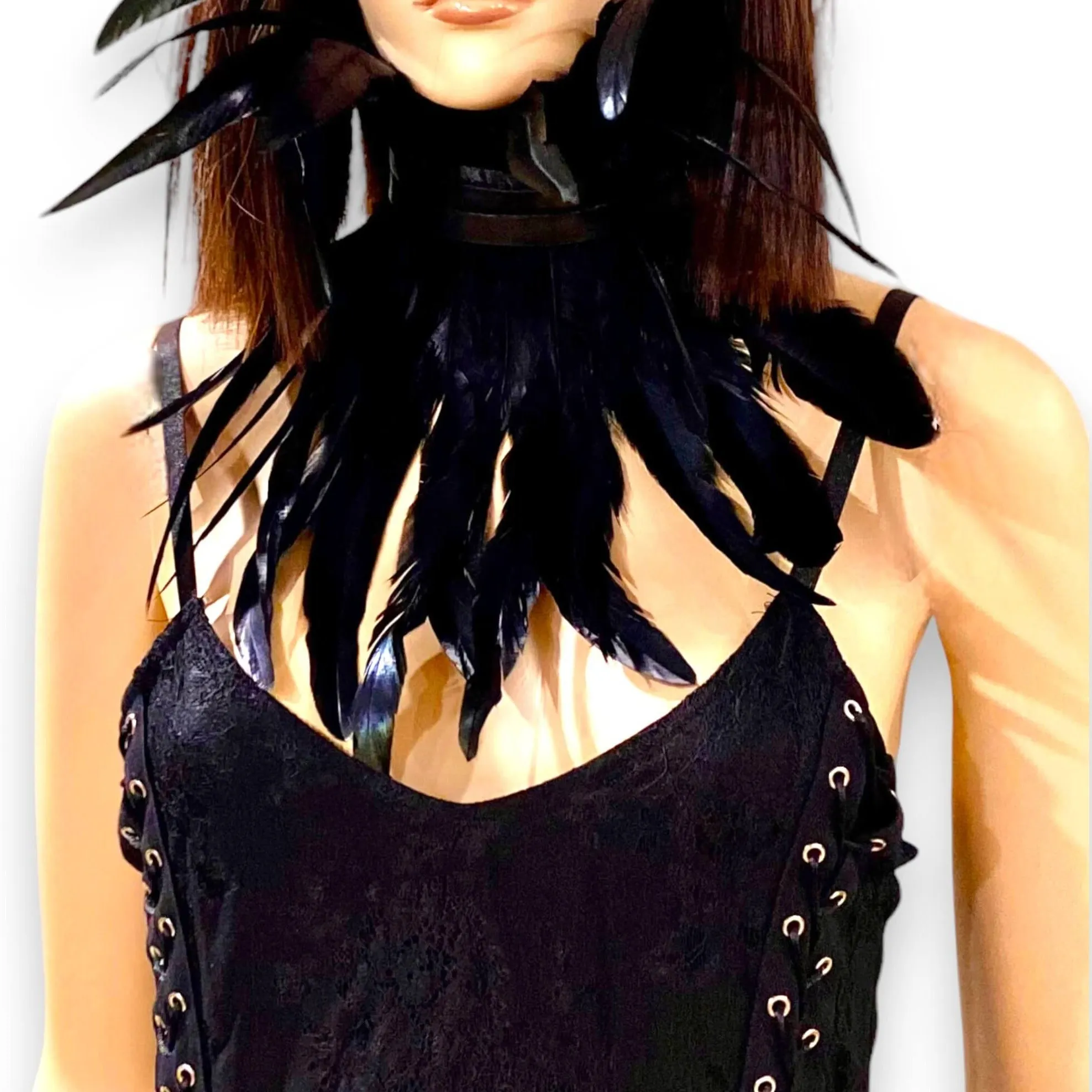 Gothic Black Long Feather Body Jewelry