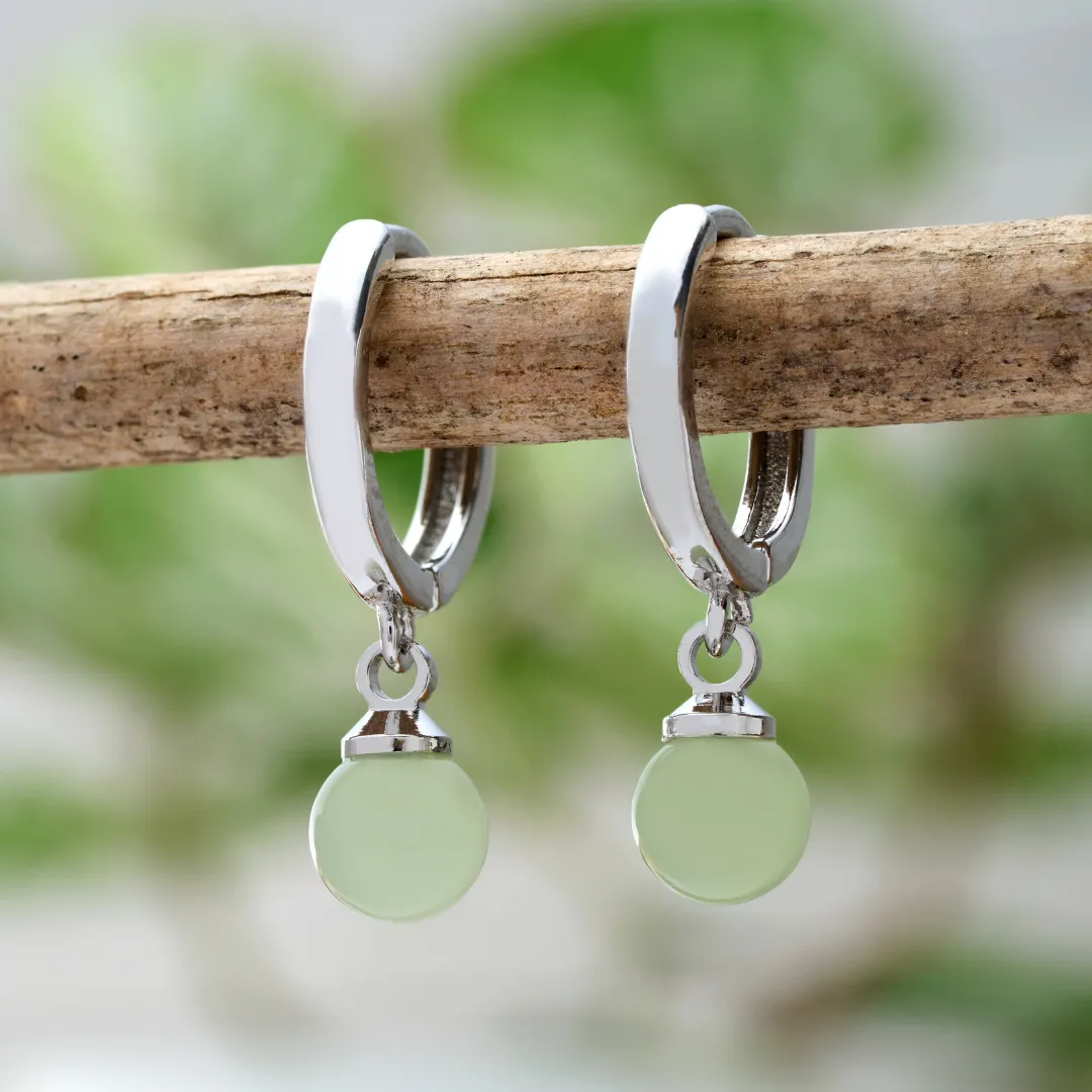 Green Jade Hoop Earrings