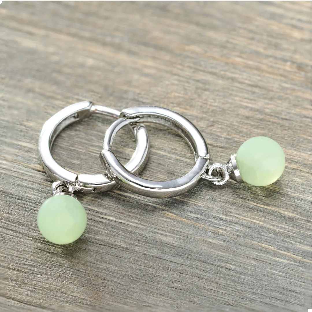 Green Jade Hoop Earrings