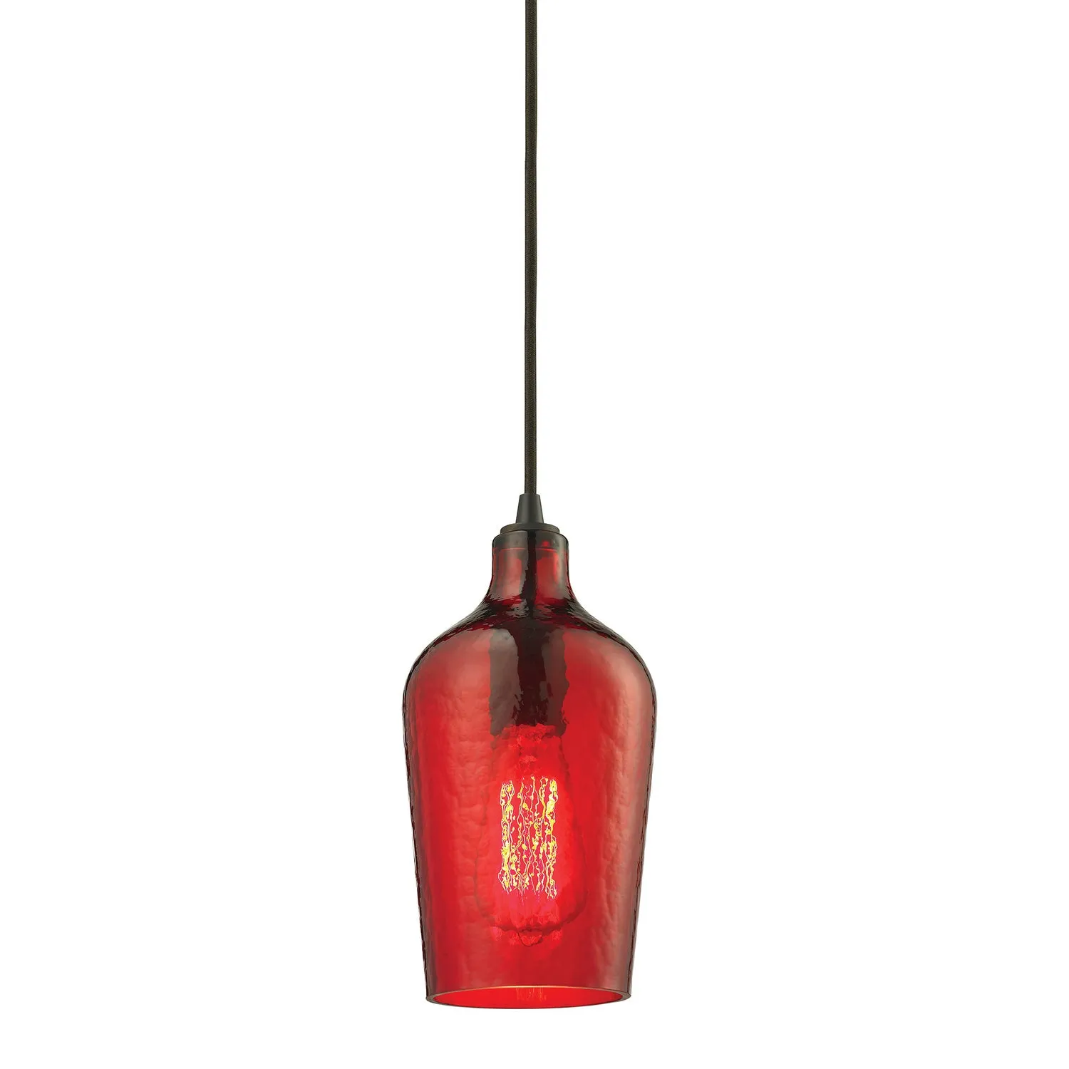 Hammered Glass 1-Light Mini-Pendant in Oil Rubbed Bronze