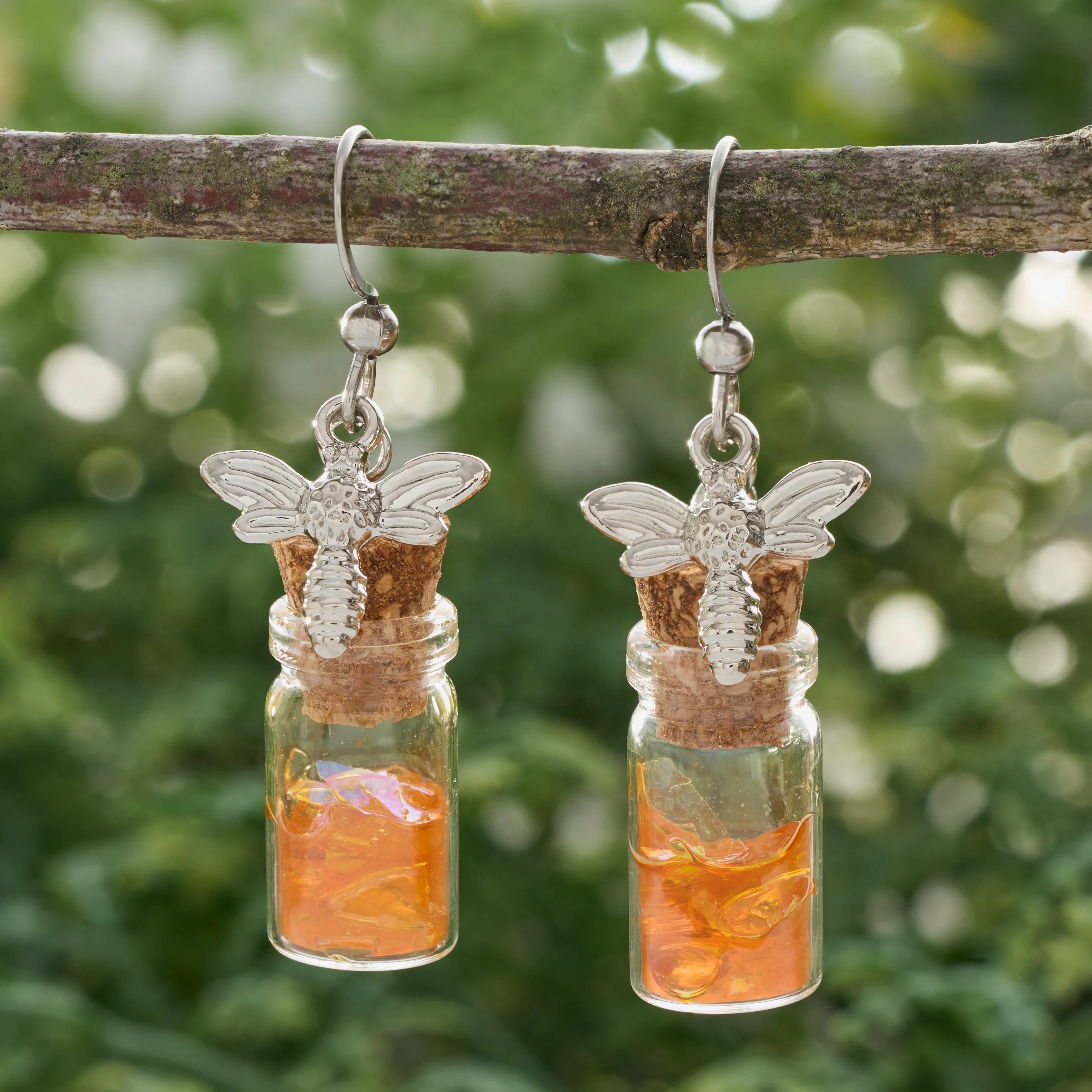 Honey Jar Silver Bee Earrings