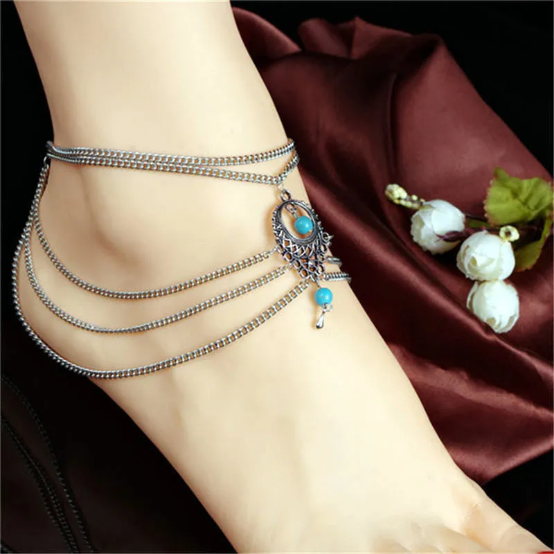 Hot Summer Ankle Bracelet Bohemian Foot Jewelry Turquoise Anklets for Women