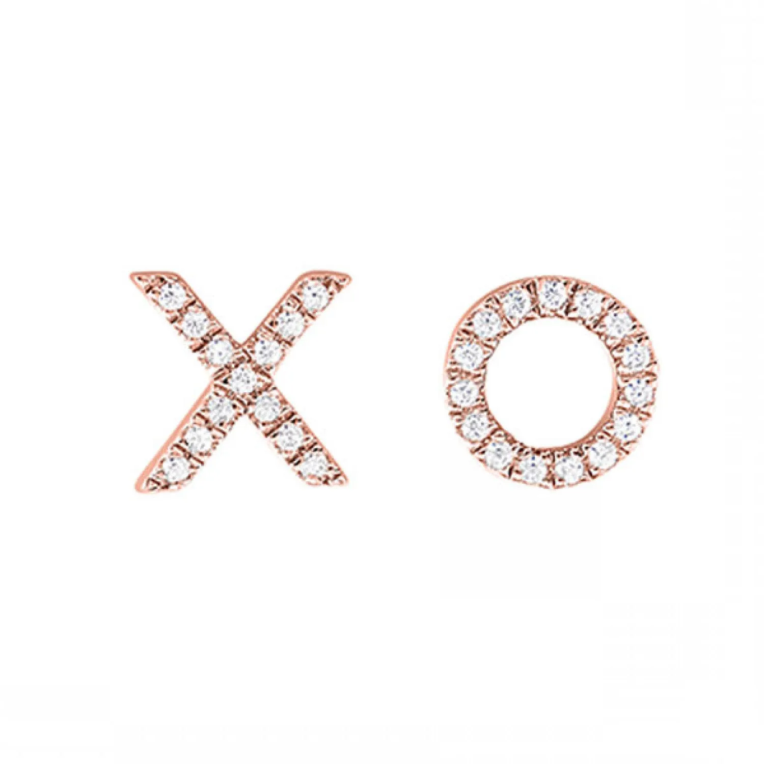 Hugs Kisses Rose Gold Diamond Stud Earrings