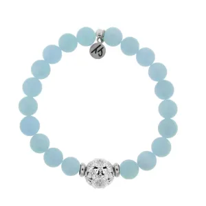 Hydrangea Collection- Light Blue Quartz Bracelet with Sterling Silver Hydrangea Bead